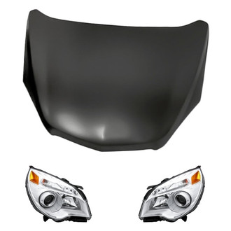 Replacement - 3-Piece Kit (Driver and Passenger Side Headlights, Hood Panel) (CAPA Certified)