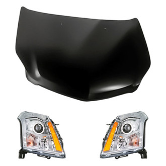 Replacement - 3-Piece Kit (Driver and Passenger Side Headlights, Hood Panel) (CAPA Certified)
