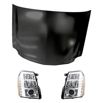 Replacement - 3-Piece Kit (Driver and Passenger Side Headlights, Hood Panel) (CAPA Certified)