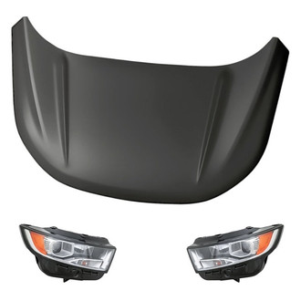 Replacement - 3-Piece Kit (Driver and Passenger Side Headlights, Hood Panel) (CAPA Certified)