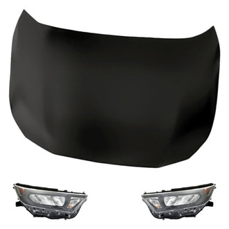 Replacement - 3-Piece Kit (Driver and Passenger Side Headlights, Hood Panel) (CAPA Certified)