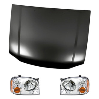 Replacement - 3-Piece Kit (Driver and Passenger Side Headlights, Hood Panel) (CAPA Certified)