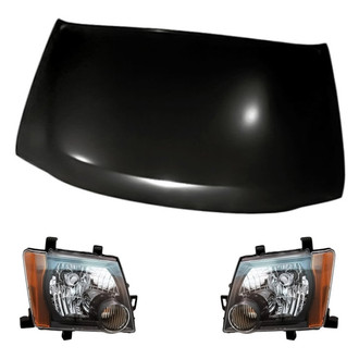Replacement - 3-Piece Kit (Driver and Passenger Side Headlights, Hood Panel) (CAPA Certified)