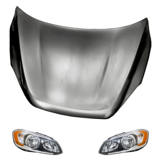 Replacement - 3-Piece Kit (Driver and Passenger Side Headlights, Hood Panel) (CAPA Certified)