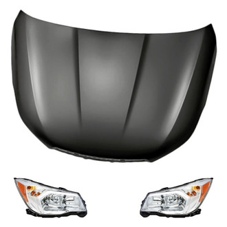 Replacement - 3-Piece Kit (Driver and Passenger Side Headlights, Hood Panel) (CAPA Certified)