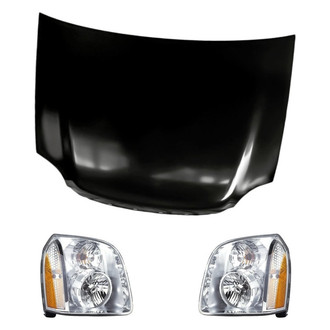 Replacement - 3-Piece Kit (Driver and Passenger Side Headlights, Hood Panel) (CAPA Certified)