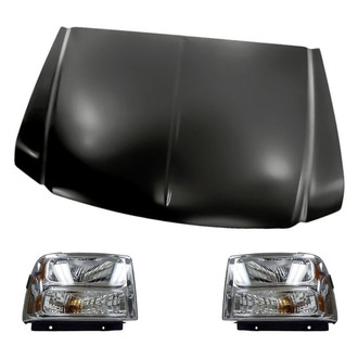 Replacement - 3-Piece Kit (Driver and Passenger Side Headlights, Hood Panel)