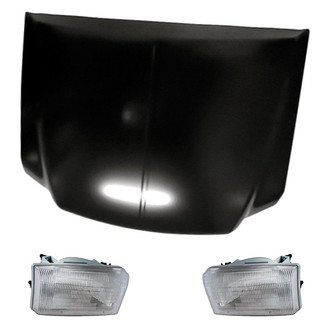Replacement - 3-Piece Kit (Driver and Passenger Side Headlights, Hood Panel) (CAPA Certified)