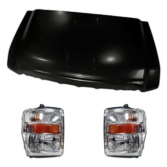 Replacement - 3-Piece Kit (Driver and Passenger Side Headlights, Hood Panel) (CAPA Certified)