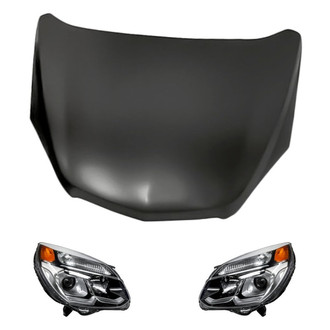 Replacement - 3-Piece Kit (Driver and Passenger Side Headlights, Hood Panel) (CAPA Certified)