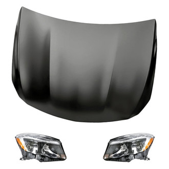 Replacement - 3-Piece Kit (Driver and Passenger Side Headlights, Hood Panel) (CAPA Certified)