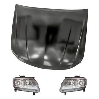Replacement - 3-Piece Kit (Driver and Passenger Side Headlights, Hood Panel) (CAPA Certified)