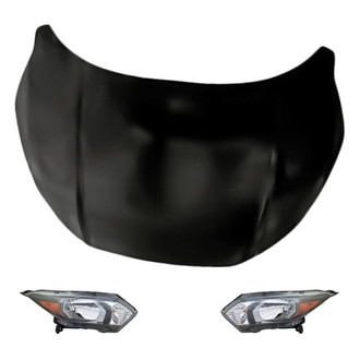 Replacement - 3-Piece Kit (Driver and Passenger Side Headlights, Hood Panel) (CAPA Certified)