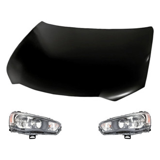 Replacement - 3-Piece Kit (Driver and Passenger Side Headlights, Hood Panel) (CAPA Certified)