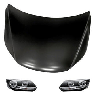 Replacement - 3-Piece Kit (Driver and Passenger Side Headlights, Hood Panel) (CAPA Certified)