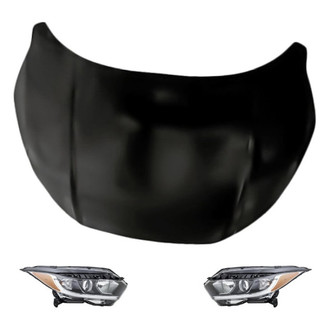 Replacement - 3-Piece Kit (Driver and Passenger Side Headlights, Hood Panel) (CAPA Certified)