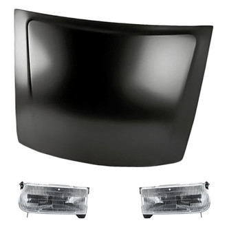 Replacement - 3-Piece Kit (Driver and Passenger Side Headlights, Hood Panel) (CAPA Certified)