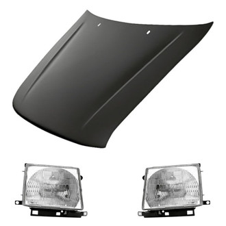 Replacement - 3-Piece Kit (Driver and Passenger Side Headlights, Hood Panel) (CAPA Certified)