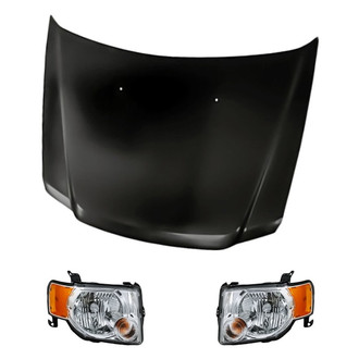 Replacement - 3-Piece Kit (Driver and Passenger Side Headlights, Hood Panel) (CAPA Certified)