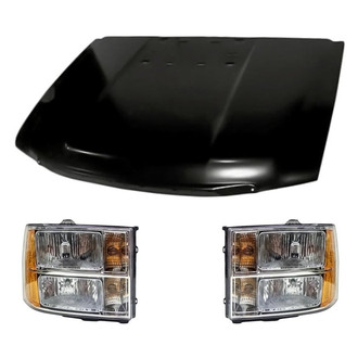Replacement - 3-Piece Kit (Driver and Passenger Side Headlights, Hood Panel) (CAPA Certified)