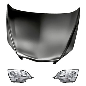 Replacement - 3-Piece Kit (Driver and Passenger Side Headlights, Hood Panel) (CAPA Certified)