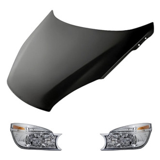 Replacement - 3-Piece Kit (Driver and Passenger Side Headlights, Hood Panel) (CAPA Certified)