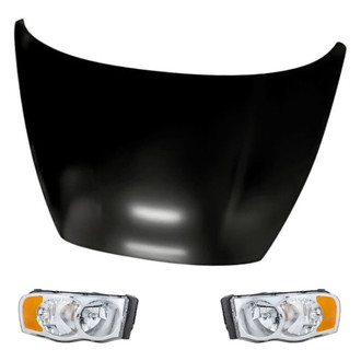 Replacement - 3-Piece Kit (Driver and Passenger Side Headlights, Hood Panel) (CAPA Certified)