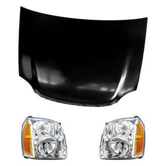 Replacement - 3-Piece Kit (Driver and Passenger Side Headlights, Hood Panel) (CAPA Certified)