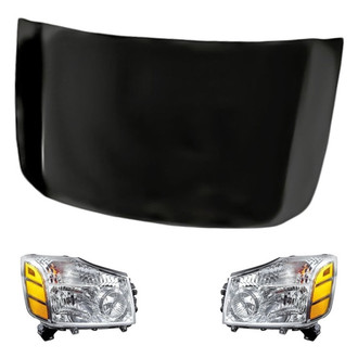 Replacement - 3-Piece Kit (Driver and Passenger Side Headlights, Hood Panel) (CAPA Certified)