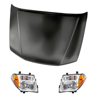 Replacement - 3-Piece Kit (Driver and Passenger Side Headlights, Hood Panel) (CAPA Certified)