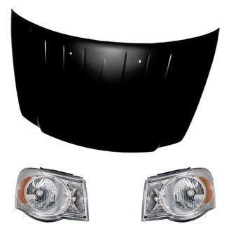 Replacement - 3-Piece Kit (Driver and Passenger Side Headlights, Hood Panel) (CAPA Certified)