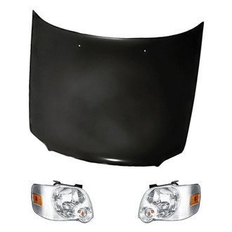 Replacement - 3-Piece Kit (Driver and Passenger Side Headlights, Hood Panel) (CAPA Certified)