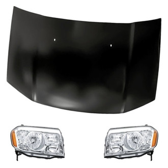 Replacement - 3-Piece Kit (Driver and Passenger Side Headlights, Hood Panel) (CAPA Certified)