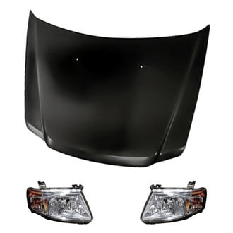 Replacement BNDL-219047 - 3-Piece Kit (Driver and Passenger Side Headlights, Hood Panel) (CAPA Certified)