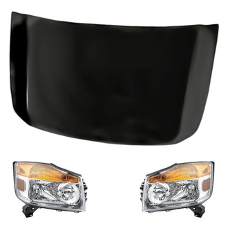 Replacement - 3-Piece Kit (Driver and Passenger Side Headlights, Hood Panel) (CAPA Certified)