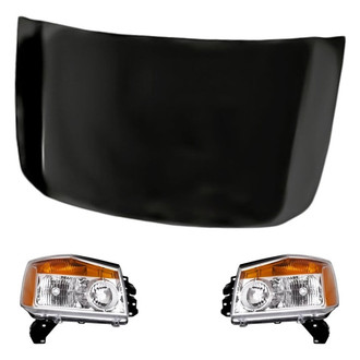 Replacement - 3-Piece Kit (Driver and Passenger Side Headlights, Hood Panel) (CAPA Certified)