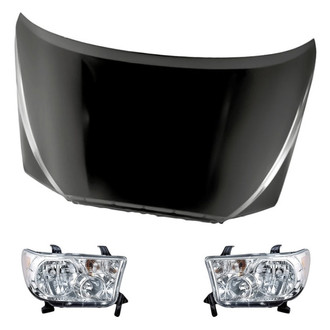 Replacement - 3-Piece Kit (Driver and Passenger Side Headlights, Hood Panel) (CAPA Certified)