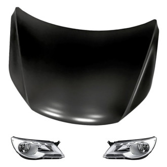 Replacement - 3-Piece Kit (Driver and Passenger Side Headlights, Hood Panel) (CAPA Certified)