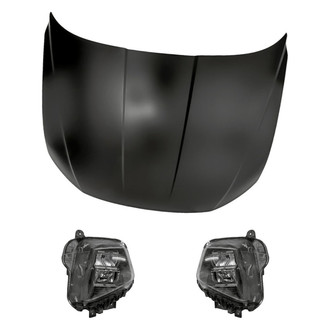 Replacement - 3-Piece Kit (Driver and Passenger Side Headlights, Hood Panel) (CAPA Certified)