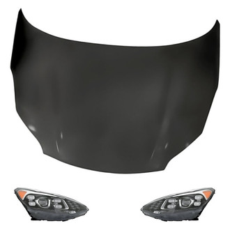 Replacement - 3-Piece Kit (Driver and Passenger Side Headlights, Hood Panel) (CAPA Certified)