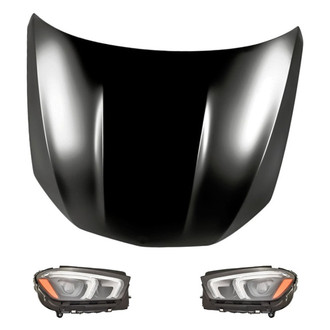 Replacement - 3-Piece Kit (Driver and Passenger Side Headlights, Hood Panel) (CAPA Certified)