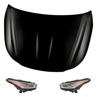 Replacement - 3-Piece Kit (Driver and Passenger Side Headlights, Hood Panel) (CAPA Certified)