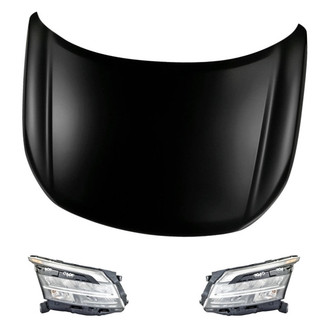 Replacement - 3-Piece Kit (Driver and Passenger Side Headlights, Hood Panel) (CAPA Certified)