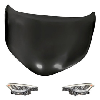 Replacement - 3-Piece Kit (Driver and Passenger Side Headlights, Hood Panel) (CAPA Certified)