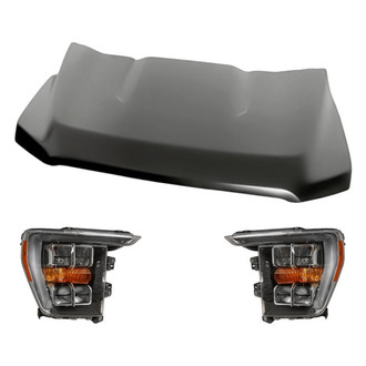 Replacement - 3-Piece Kit (Driver and Passenger Side Headlights, Hood Panel) (CAPA Certified)