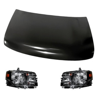 Replacement - 3-Piece Kit (Driver and Passenger Side Headlights, Hood Panel) (CAPA Certified)