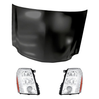 Replacement - 3-Piece Kit (Driver and Passenger Side Headlights, Hood Panel) (CAPA Certified)