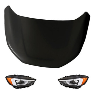 Replacement - 3-Piece Kit (Driver and Passenger Side Headlights, Hood Panel) (CAPA Certified)