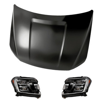 Replacement - 3-Piece Kit (Driver and Passenger Side Headlights, Hood Panel) (CAPA Certified)