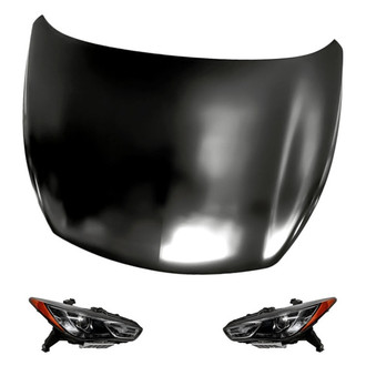 Replacement - 3-Piece Kit (Driver and Passenger Side Headlights, Hood Panel) (CAPA Certified)
